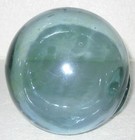 VINTAGE GLASS FISHING FLOATS 5 PC @ 2.5-6.25" GREEN TONES THREE DIFFERENT MARKS — photo 3