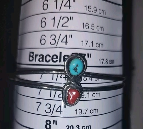 Vintage Turquoise And Coral Bracelet Sz7.5 800 GK