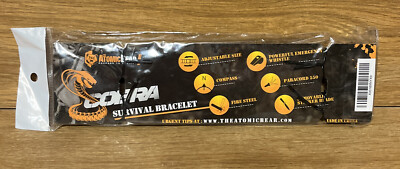 Atomic Bear Cobra Paracord Survival Bracelet (2 Pk) Fire Starter Compass Whistle