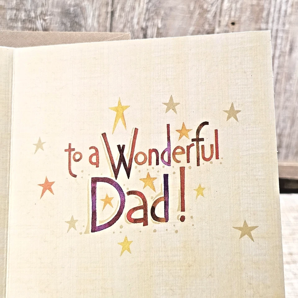 Recycled Paper Greetings Father's Day Card Gold Red Stars Wonderful Dad - Image 4 of 4