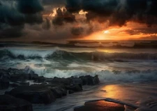 Ocean Sunrise Oil Painting Print of original - larger sizes available