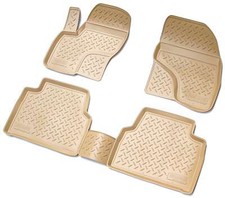 3D Gummi Fussmatten passend für FORD Kuga I | MK1 | 2008-2013 | beige mit Rand