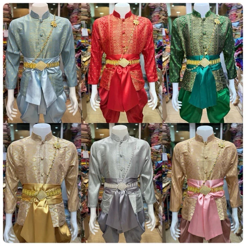 Elegante Traje de Boda Tailandés para Hombres De Colección Stlye Adulto Fiesta Especial Festival Elegante Foto 2 de 4