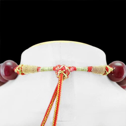 BREATHTAKING QUALITY 1189.00 CTS EARTH MINED RED RUBY ROUND BEAD NECKLACE STRAND - Image 3 of 3
