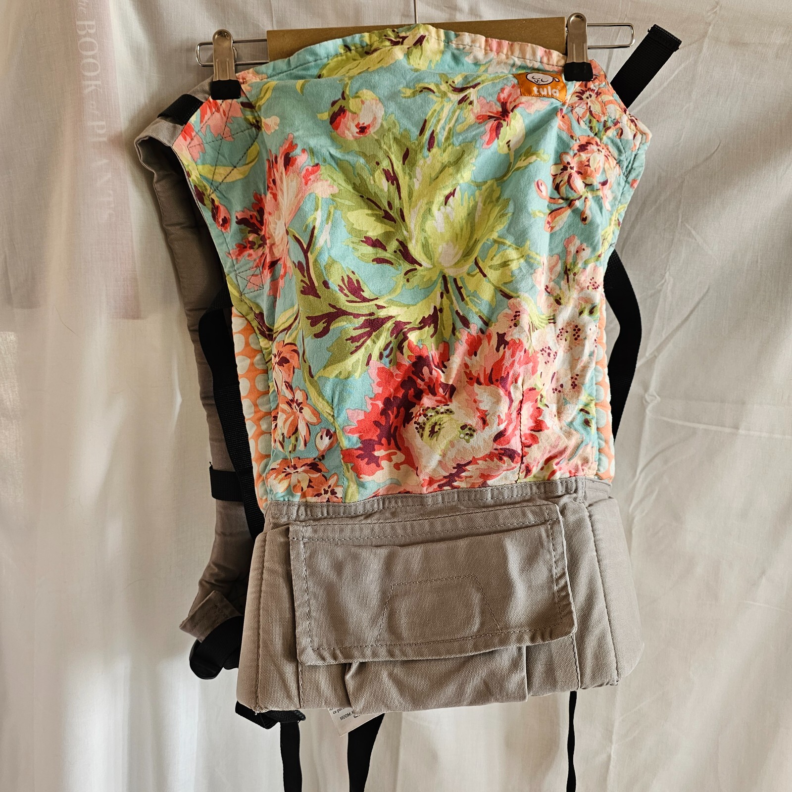 Tula Baby Carrier Floral Pink Peony on Blue Background Gorgeous-image