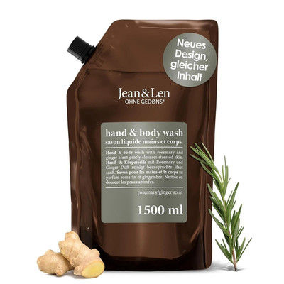 Jean & Len Rosemary/Ginge r Hand & Body Wash Refill, 1.5 Liters, 1500 ml
