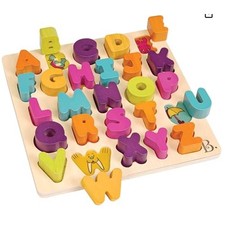 Wooden Alphabet Puzzle   26 Letter Pieces  Chunky Wooden Puzzle