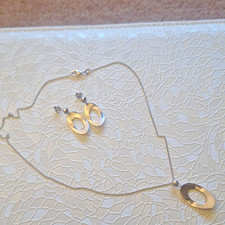 925 Sterling Silver Oval Openwork Pendant Necklace & Drop Earrings Set
