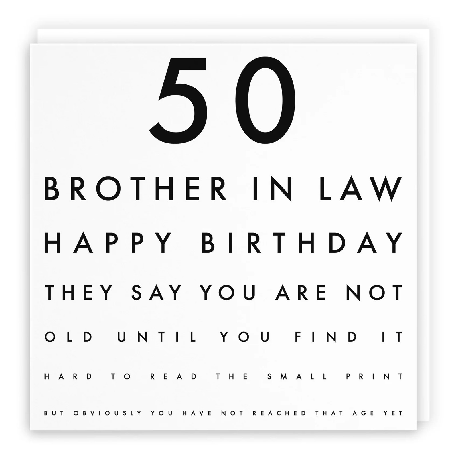 50th Brother In Law Eye Sight Joke Birthday Card Letters