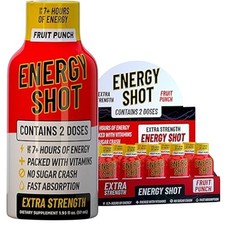 Vitamin Energy Fruit Punch Extra Strength Energy Shot 10 pk 260mg Caffeine New