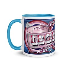 LEGENDARY FAIRGROUND Art Mug Funfair Ride Waltzer Skid Roundabout Carousel Blue