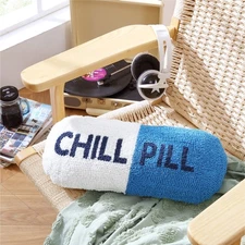 Mainstays Chill Pill Shaped Pillow 20"x8" Cobalt,Plush Decorative for Relaxation