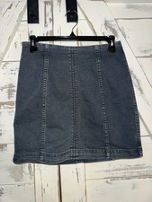 Free People Denim Charcoal Gray Fitted Zipper Skirt SZ 6