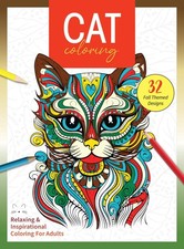 Cat Coloring - 32 Fall Themed Designs, Kitties Sleeping, Playing, Posing, Re...