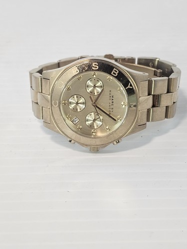 Marc by Marc Jacobs Blade Chronograph Watch Women Gold Tone Needs Battery - Picture 4 of 8