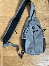 Gray 10L Polyester Sling Bag w/ 4 Pockets, Adjustable Strap, Zip Closure