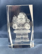 3D Hologram Laser Etched Crystal Santa Claus Paperweight or Seasonal Decor