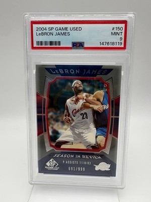 2004-05 SP GAME USED LEBRON JAMES SEASON IN REVIEW #150 /999 PSA 9 