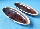 2 Vintage McCoy 7316 Brown Drip Glaze Corn on the Cob Plates Stoneware Dish USA