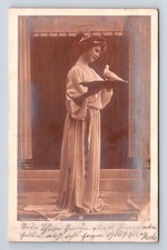 c1900 RPPC Reutlinger French Portrait of a Woman & Turtle Doves Postcard