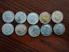 Kennedy half dollars 40% silver 1965 to 1969 random dates 10 coins total