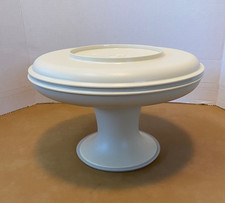 VTG Tupperware Serve It All 4pc Set Cake/Pie/Veggie Pedestal/Tray/Lid Almond