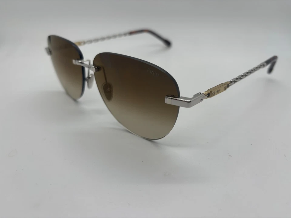 NEW FRED FG40053 16G Silver Rimless Sunglasses 58-12-150mm Comes w/Full Set - Image 3 of 4