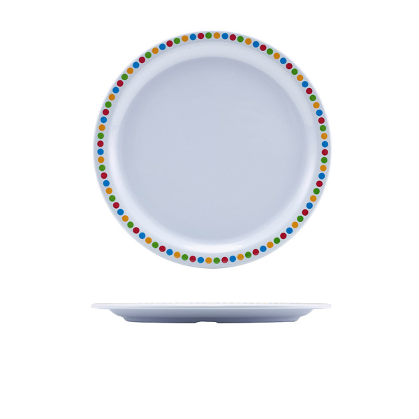 GenWare Melamine Coloured Circles Plate For Home Hotels 22.5cm/9"" Pack Of 12