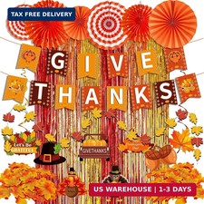 Thanksgiving Decorations, GIVE THANKS Autumn Fall Party Supplies