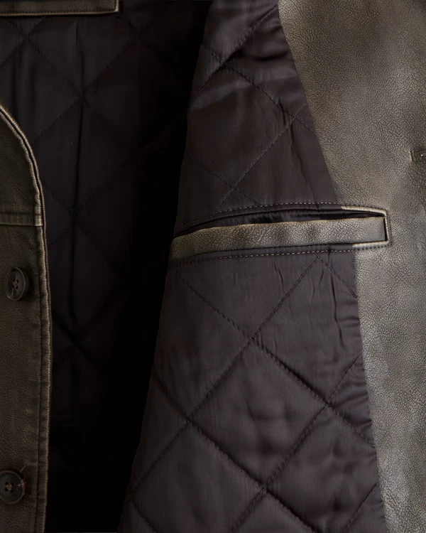 Abercrombie & Fitch Men’s Vegan Leather Trucker Jacket Dark Brown - product detail image 5