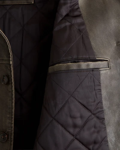 Abercrombie & Fitch Men’s Vegan Leather Trucker Jacket Dark Brown image 5