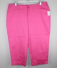 ST JOHN'S BAY Women's Pink Capri Cotton Pants Sz 14 Zip Stretch Pockets NWT