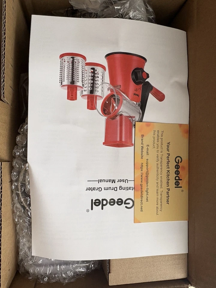 Rallador de queso rotativo Geedel PS-331AR1 3 en 1 - rebanado, julienning y molienda Foto 2 de 4