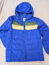 GAP Kids Boys Puffer Jacket XXL Blue Colorblock Hooded Full Zip