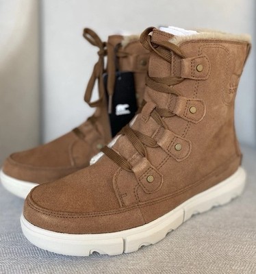 Sorel Explorer Next  Joan WP Fur Lined Boots Velvet Tan Women s Size 8