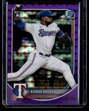 KUMAR ROCKER 2025 BOWMAN CHROME PURPLE GEOMETRIC RC 036/250 TEXAS RANGERS #98