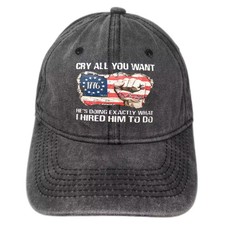 Baseball Cap Gray Red OS Cotton 1776 Flag We The People Patriotic Slideback Hat