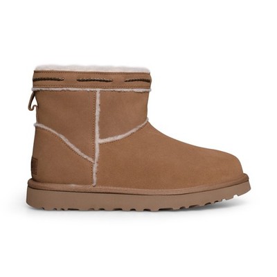 UGG CLASSIC MINI SHEARLING BRAID CHESTNUT SUEDE WOMEN'S BOOTS SIZE US 9/UK 7 NEW