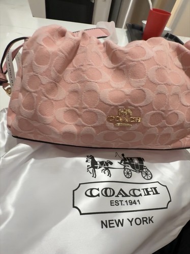 Coach Pink Faye Signature Logo Shoulder Bag Gold Hardware w/ Original Dust Bag