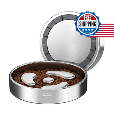 Feedoo Slow Feeder Dog Bowl-1Cup for Small Puppy, Double-Layer 304 Stainless Ste