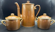 Royal Worcester Brown Porcelain Coffee Set Pot Sugar Bowl Shape 3
