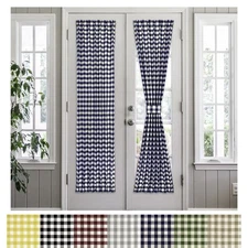 PowerSellerUSA French Door Curtain, Elegant Buffalo Plaid Curtains for Front