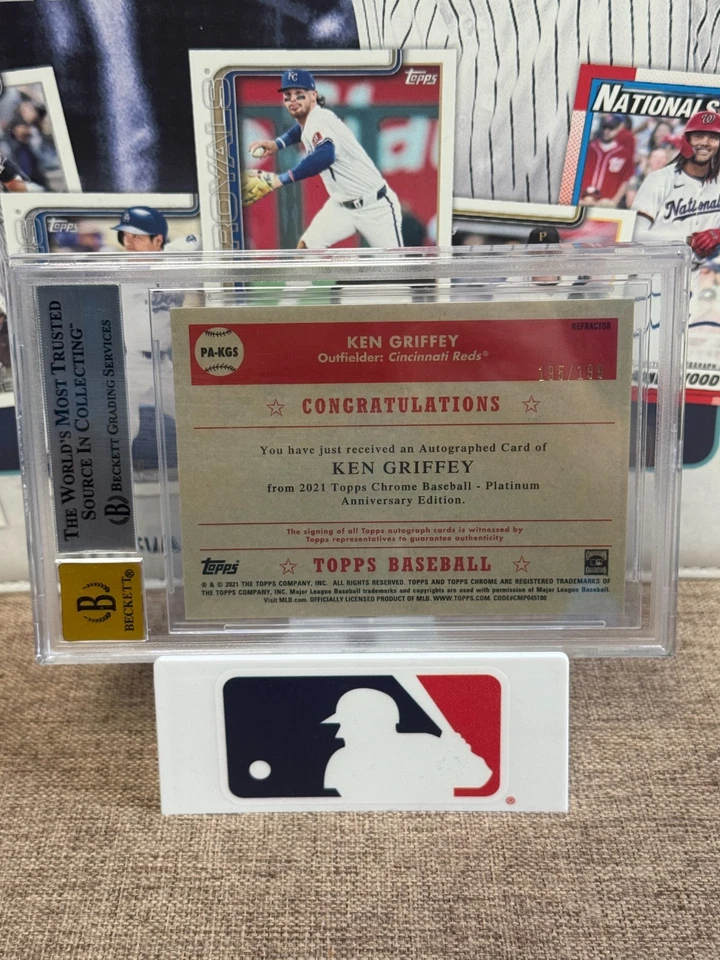 2021 Topps Chrome -Ken Griffey- Platinum Anniv #195/199 Auto Refractors BGS 9 - Image 2 of 2
