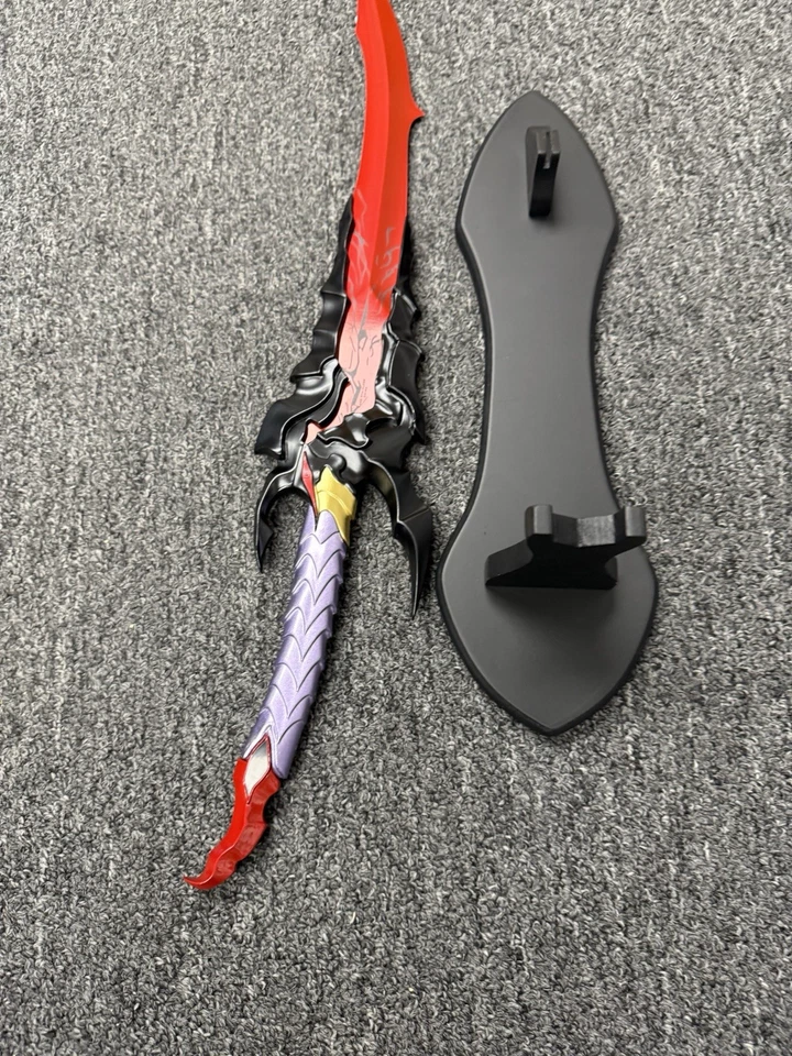 "Daga Solo Leveling Kamish's Wrath/Soporte de madera 1:1 lado completo metal 23,5"" X2 piezas" Foto 4 de 4