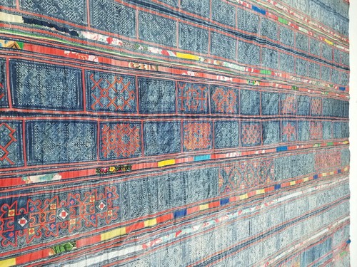 Vintage Traditional Hmong Handwoven Textile Panel with Geometric 242x213cms - Picture 13 of 15