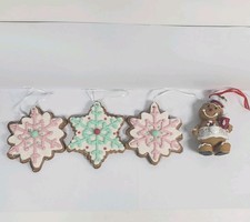 Gingerbread Man And 3 Frosted Gingerbread Cookie Ornaments