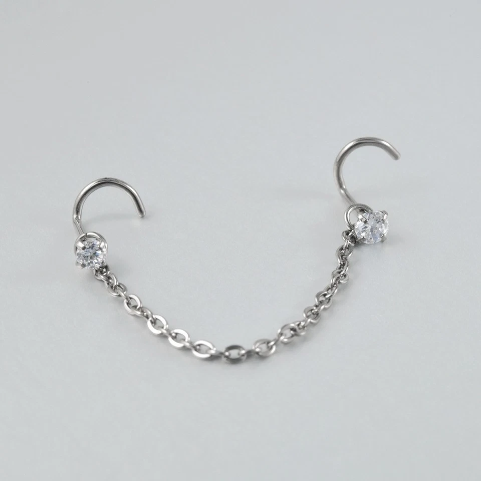 2 piezas G23 Titanio Nariz Perno Sacacorchos Nariz Anillo Nariz Joyería Tornillo Ajuste Nariz Pin Foto 3 de 4