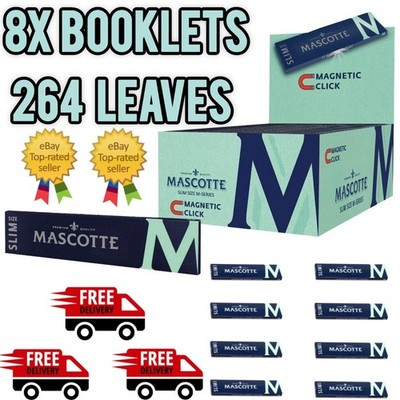 8x Mascotte King Size Slim Magnetic Blättchen Slow Burning Extra Thin UK