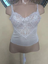 Vintage Vanity Fair White Sexy Camisole Lacy Nylon Cami Women's Size 36/42 USA