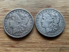 US Morgan Silver Dollars 2 coins circulated details Pre 1904 Lot TU1
